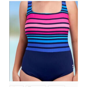 TYR Scoop Neck Control Fit Blue/pink SZ 24 Piece Bathing Suit NWT